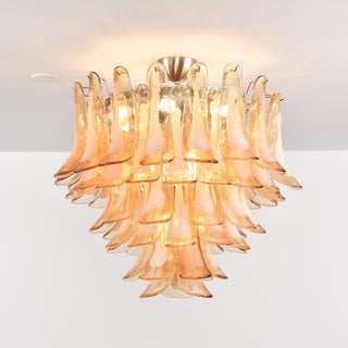 Aurora Plafonnier Ambre Pétale Verre Superposé Vintage