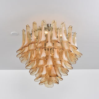 Aurora Plafonnier Ambre Pétale Verre Superposé Vintage
