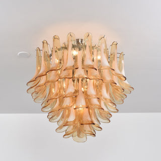Aurora Plafonnier Ambre Pétale Verre Superposé Vintage