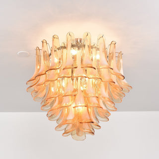 Aurora Plafonnier Ambre Pétale Verre Superposé Vintage