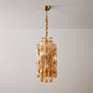 Aurora Lustre Ambre Prisme Long Cascadant Verre