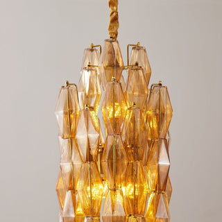 Aurora Lustre Ambre Prisme Long Cascadant Verre