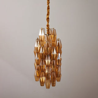 Aurora Lustre Ambre Prisme Long Cascadant Verre