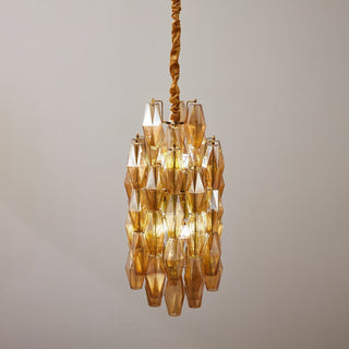 Aurora Lustre Ambre Prisme Long Cascadant Verre