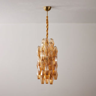 Aurora Lustre Ambre Prisme Long Cascadant Verre