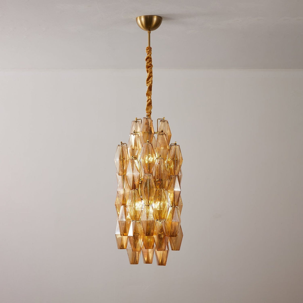 Periana Lustre Ambre Prisme Long Cascadant Verre