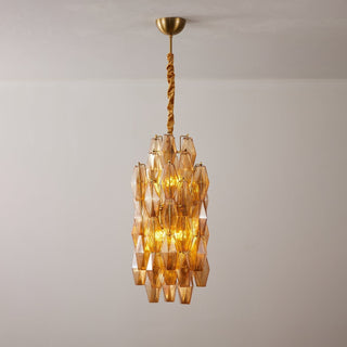 Aurora Lustre Ambre Prisme Long Cascadant Verre