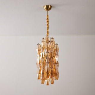 Aurora Lustre Ambre Prisme Long Cascadant Verre