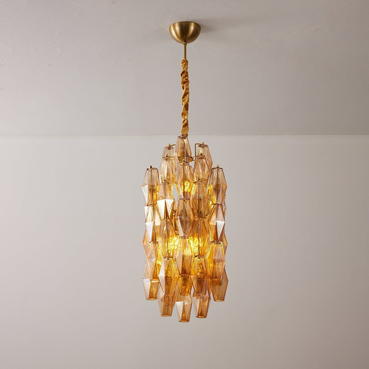 Periana Lustre Ambre Prisme Long Cascadant Verre