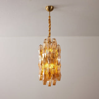 Aurora Lustre Ambre Prisme Long Cascadant Verre