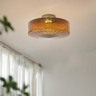 June  Plafonnier Ambre Verre