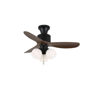 Ventilateur de Plafond Veloria Vintage en Verre et Bois avec Lumière