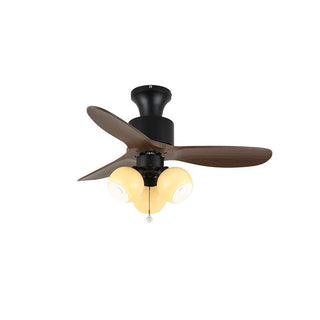 Ventilateur de Plafond Veloria Vintage en Verre et Bois avec Lumière