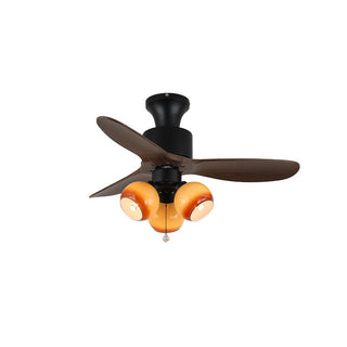 Ventilateur de Plafond Veloria Vintage en Verre et Bois avec Lumière