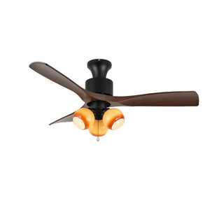 Ventilateur de Plafond Veloria Vintage en Verre et Bois avec Lumière