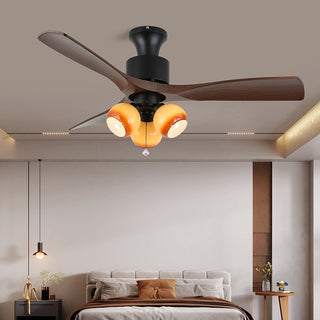 Ventilateur de Plafond Veloria Vintage en Verre et Bois avec Lumière