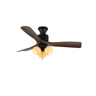 Ventilateur de Plafond Veloria Vintage en Verre et Bois avec Lumière