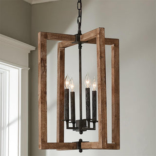 Eirikuvyi Suspension Vintage Créativité en Métal Et Bois Lanterne
