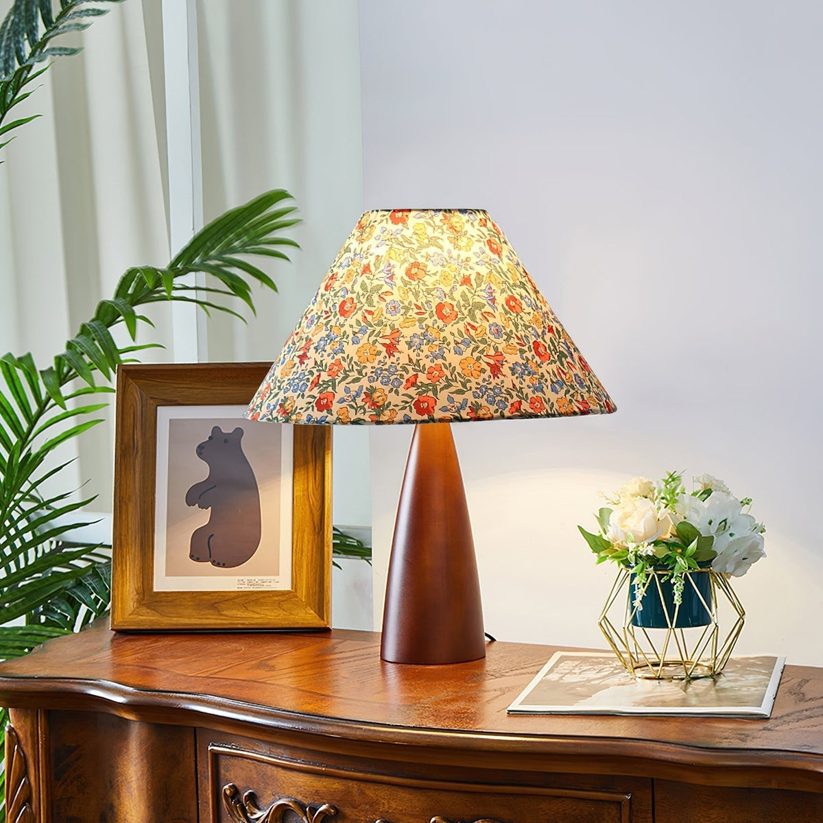 Ber Vintage Lampe de Table en Bois
