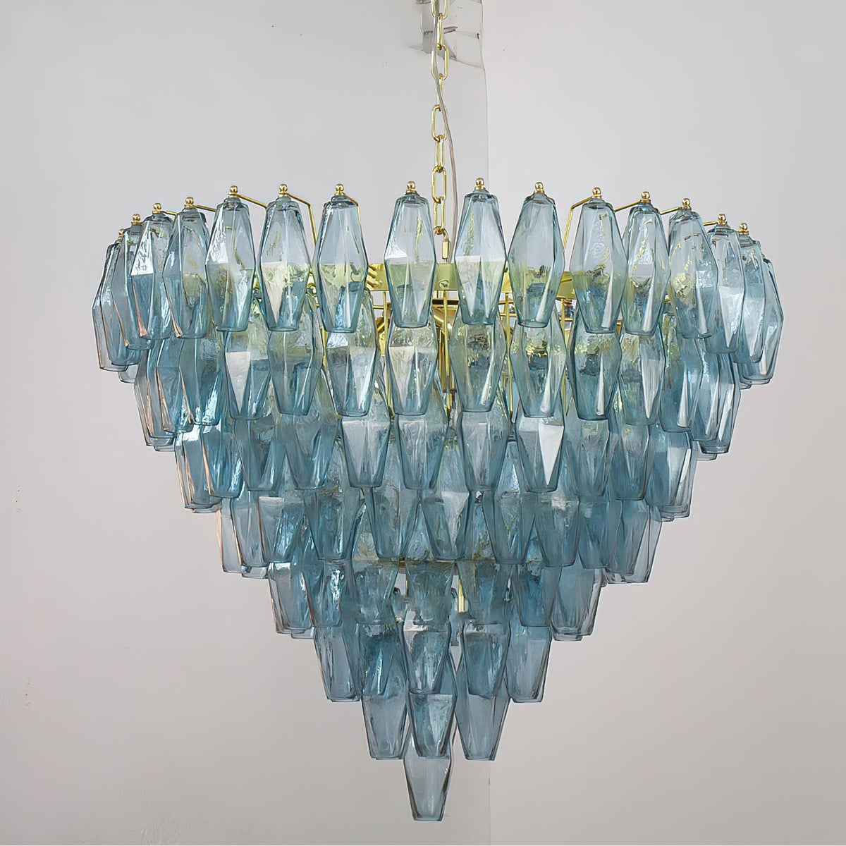 Display of all available glass color options for the Ametista Chandelier.