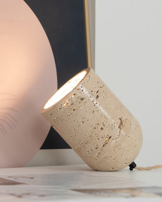 Valuaine Lampe de Table en Travertin à Pied Conique