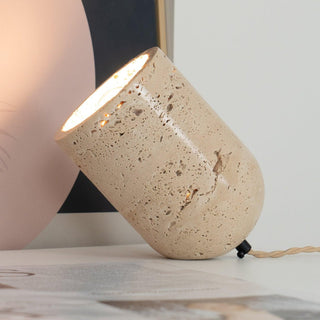 Valuaine Lampe de Table en Travertin à Pied Conique
