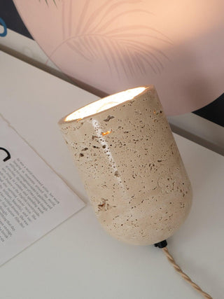 Valuaine Lampe de Table en Travertin à Pied Conique