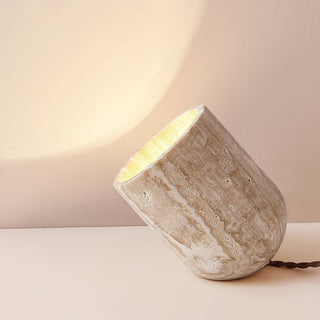 Valuaine Lampe de Table en Travertin à Pied Conique