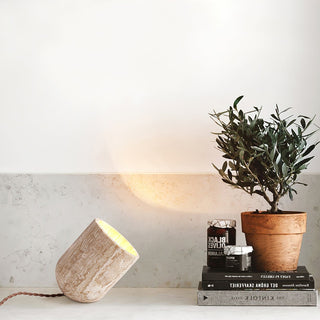 Valuaine Lampe de Table en Travertin à Pied Conique