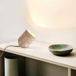 Valuaine Lampe de Table en Travertin à Pied Conique