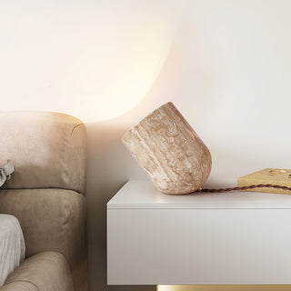 Valuaine Lampe de Table en Travertin à Pied Conique
