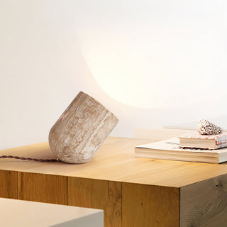 Valuaine Lampe de Table en Travertin à Pied Conique