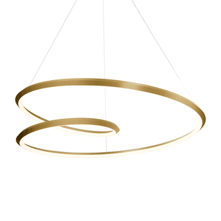Lustra Lustre en Aluminium Doré et Verre Opale