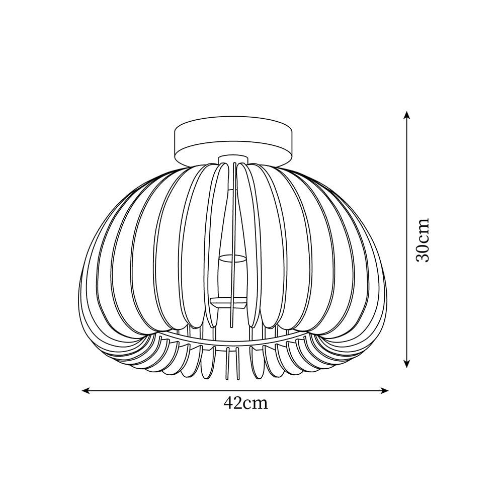 Ceiling Light Pumpkin with Basswood Canopy and Shade Natural-Neutral Decor