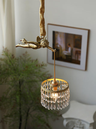 Calytra Suspension Artistique Laiton Cristal