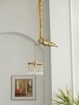 Calytra Suspension Artistique Laiton Cristal