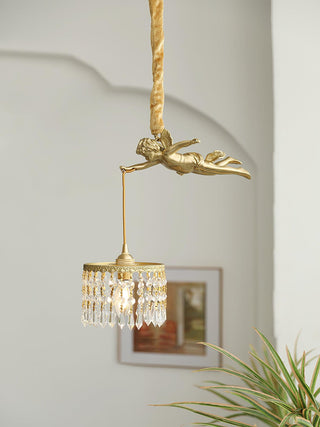 Calytra Suspension Artistique Laiton Cristal