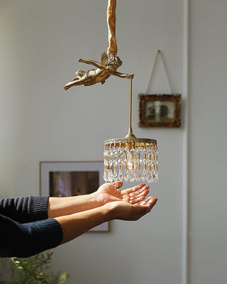 Calytra Suspension Artistique Laiton Cristal