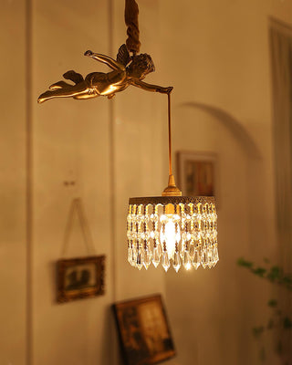 Calytra Suspension Artistique Laiton Cristal