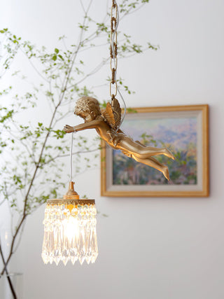 Calytra Suspension Artistique Laiton Cristal