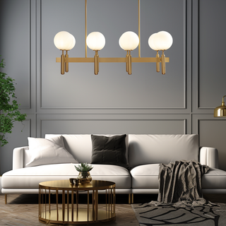 Kristy Luminaire LED Lustre Moderne Verre/Métal Doré/Blanc Salon