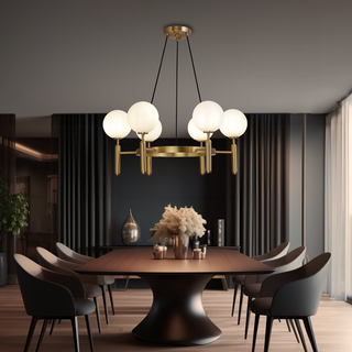 Kristy Luminaire LED Lustre Moderne Verre/Métal Doré/Blanc Salon