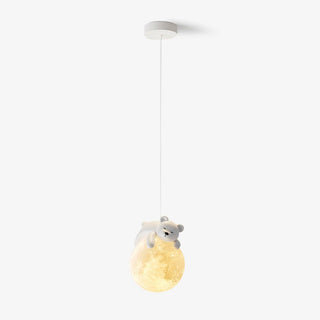 Lustra Suspension Lampe Ours Lune pour Chambre d'Enfant