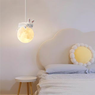 Lustra Suspension Lampe Ours Lune pour Chambre d'Enfant