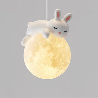 Lustra Suspension Lampe Ours Lune pour Chambre d'Enfant