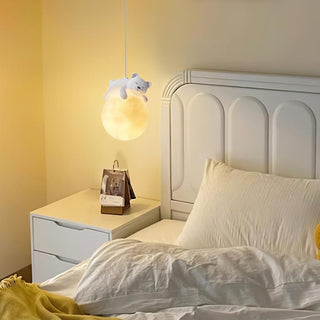 Lustra Suspension Lampe Ours Lune pour Chambre d'Enfant