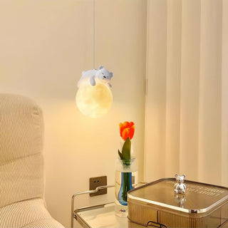 Lustra Suspension Lampe Ours Lune pour Chambre d'Enfant