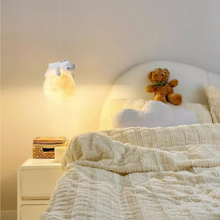 Lustra Suspension Lampe Ours Lune pour Chambre d'Enfant
