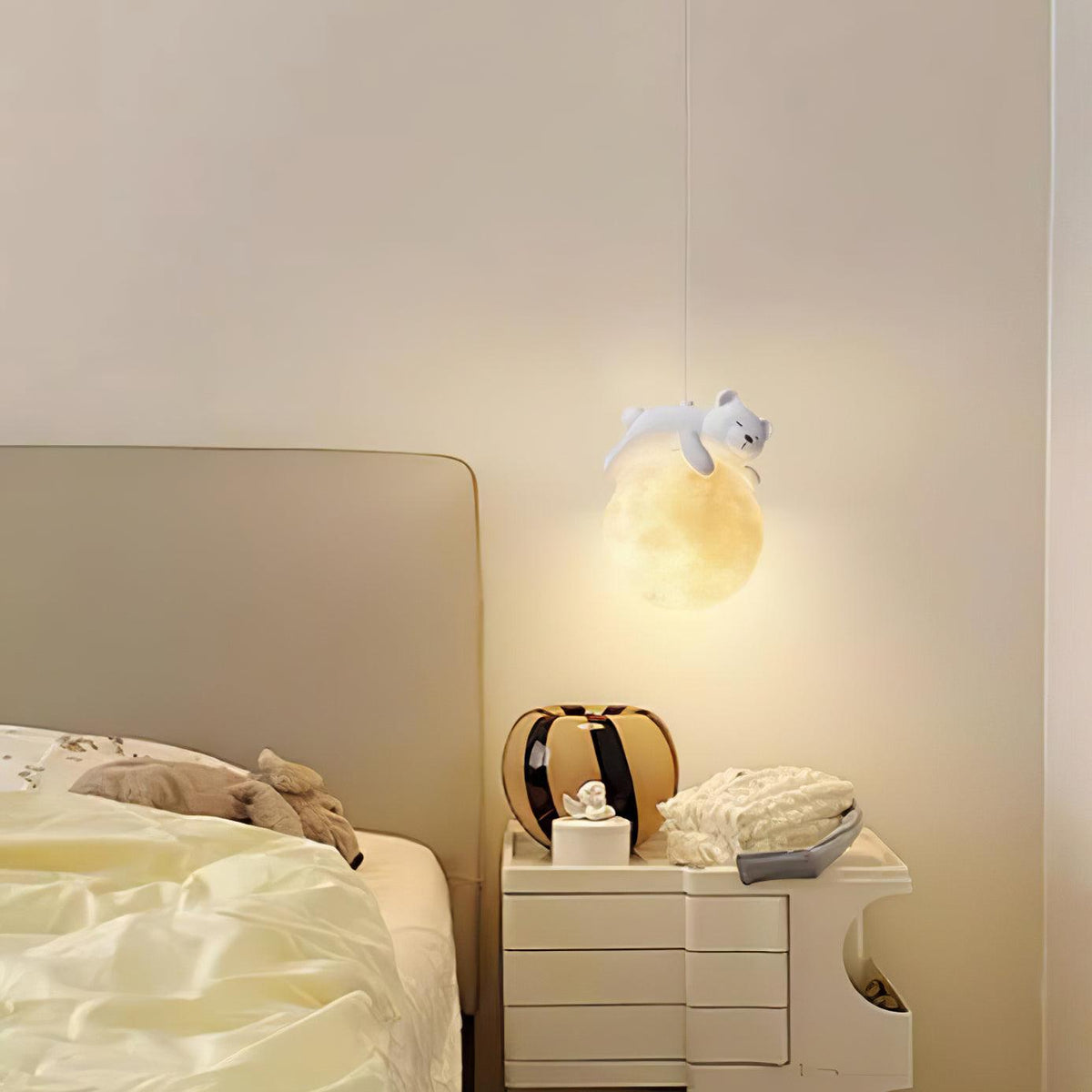 Sorena Suspension Lampe Ours Lune pour Chambre d'Enfant