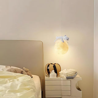 Lustra Suspension Lampe Ours Lune pour Chambre d'Enfant